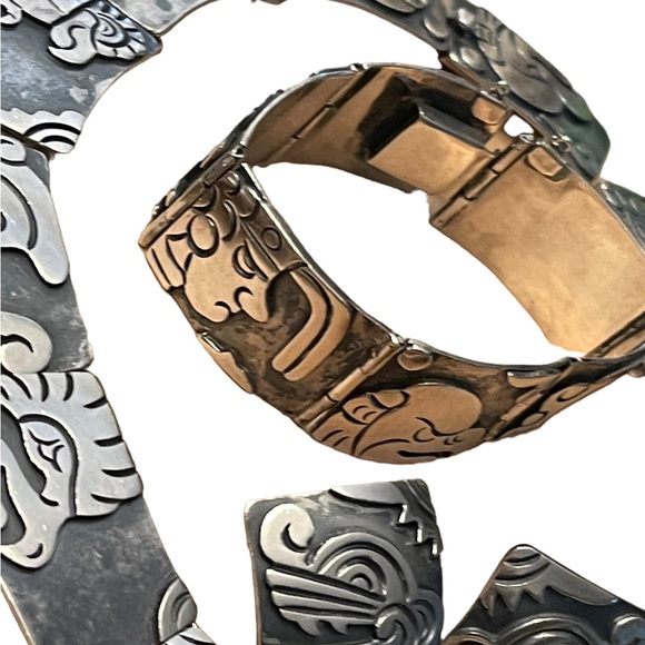 Vintage 1950s Gerardo Lopez Taxco Mexico Sterling silver 925 Rare Parure 4 pcs - Picture 8 of 17